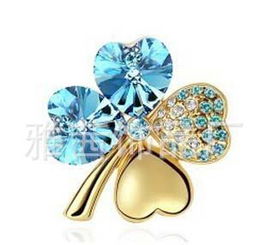 熱賣(mài)甜美四葉草水晶胸針 A4237 優(yōu)雅飾品，傳遞幸運(yùn)與甜美